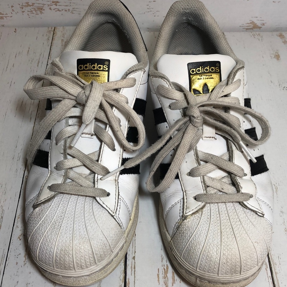 Adidas Superstar White Black Stripe Sneaker - Picture 2 of 7